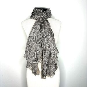 Animal print scarf large 37” x 70” Neutral Brown Black Cream Wrap Accessory Neck